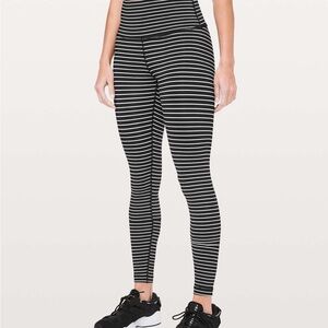 lululemon athletica Black and White Striped Leggings